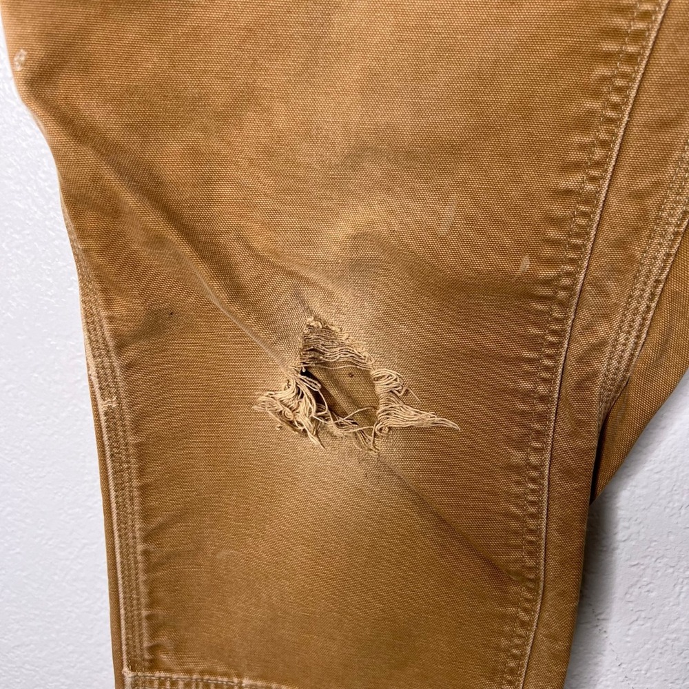 Carhartt B01 Double Front Duck Work Pants Brown 38(34)x30 Distressed Made in USA - Picture 5 of 12